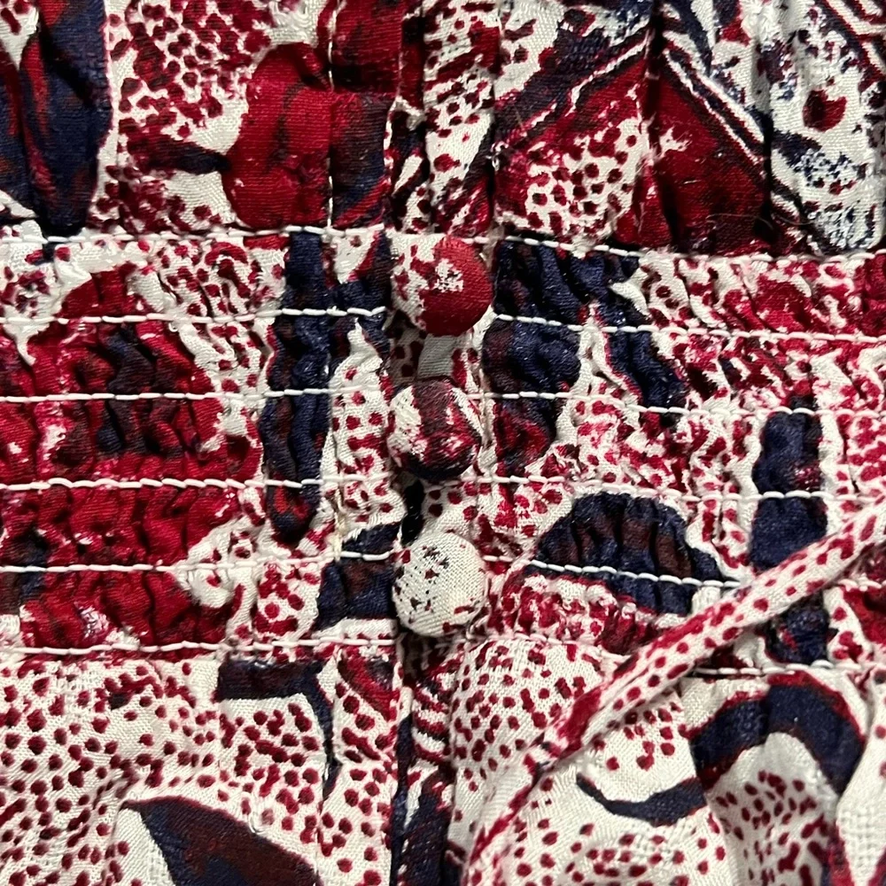 Lucky Brand Floral Dress high low short sleeves button down with half slip Large - Picture 10 of 12
